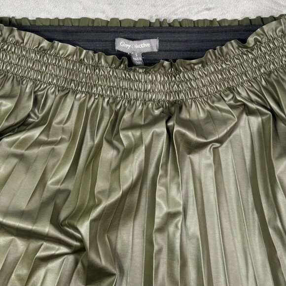 Grey Collective Green Faux Leather Pleated Midi Skirt - Picture 4 of 9